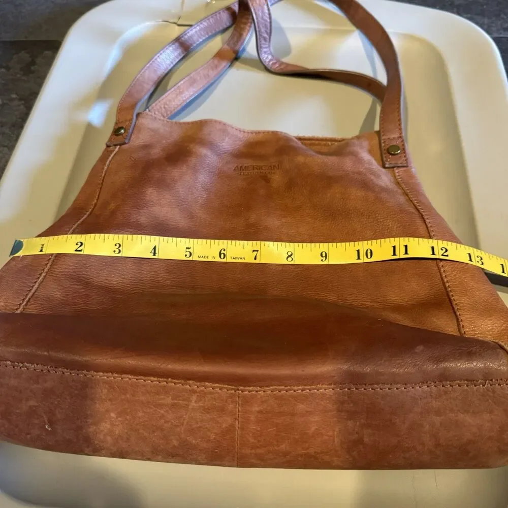 American Leather Co Liberty Shopper Tote Shoulder Bag Brown Leather Hobo